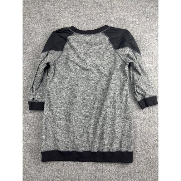 XCVI Sweater Womens Medium Gray Black Raglan Sleeve Pullover Athletic Mesh Trim - Picture 6 of 6